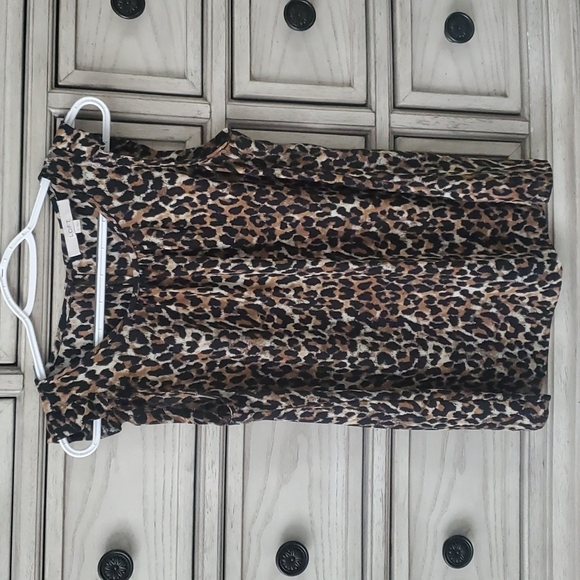 LOFT Leopard Print Flutter Sleeve Top - Picture 1 of 8